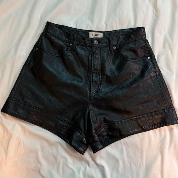 Recycled Leather A-Line Shorts - Picture 1 of 5